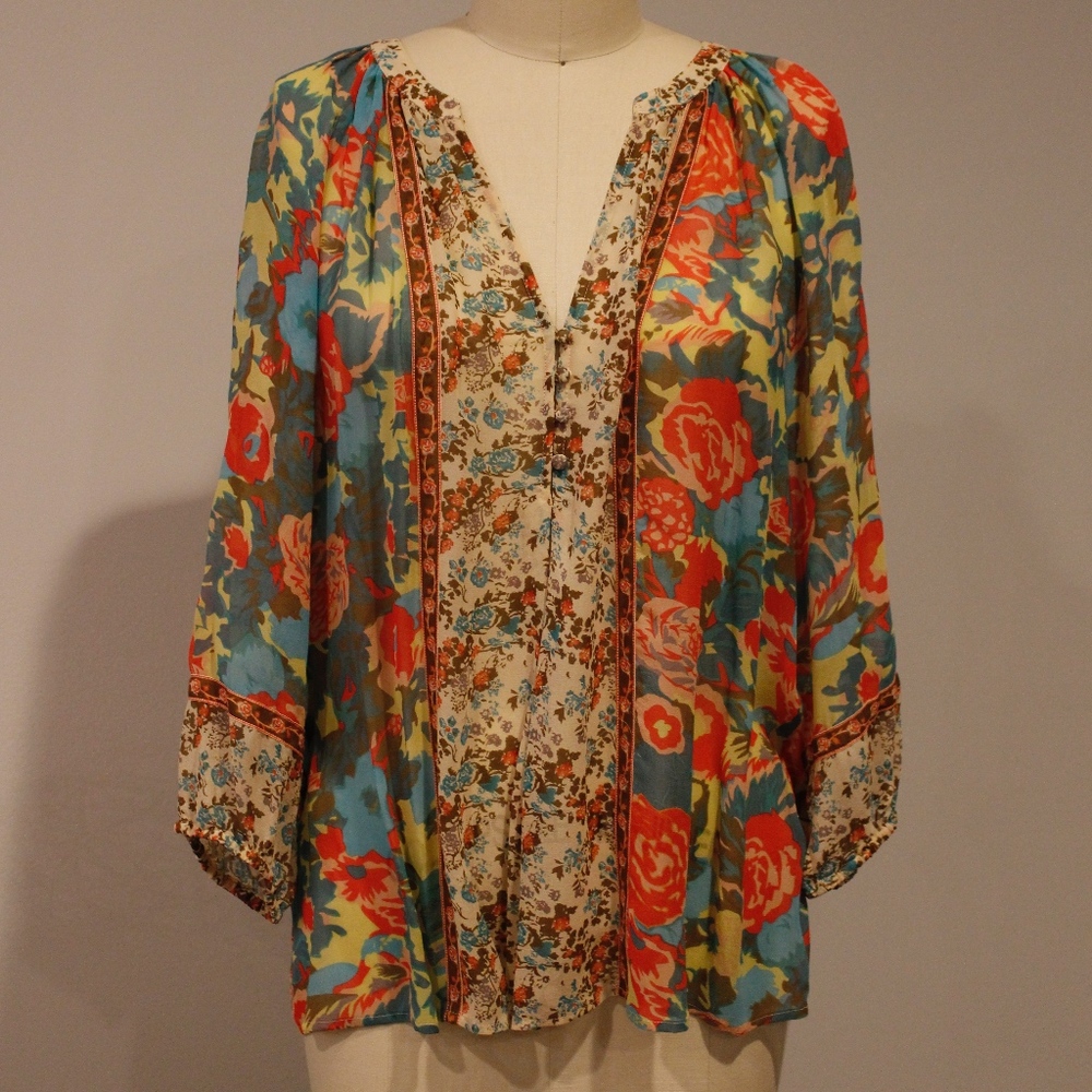 Joie | Long Sleeve Floral Print Sheer Top